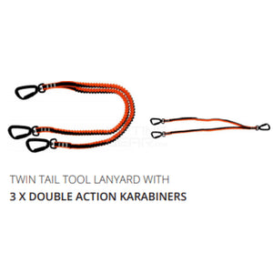LINQ Twin Tail Tool Lanyard with 3 X Double Action Karabiners