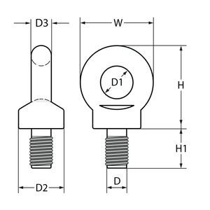 Eye Bolt- Bs4278 With Metric Sizing Line Drawing